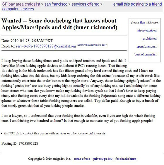 Earn $200/hr Teaching Angry Man To Use Apple Products