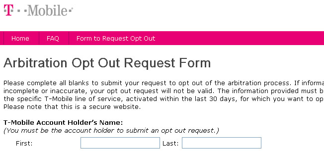 T-Mobile Fixes Broken Arbitration Opt-Out Site Our Reader Spotted