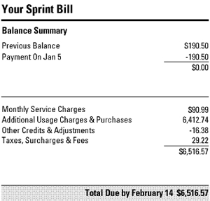 The $6,516.67 Sprint Bill