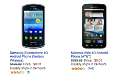 Amazon Unloading All Non iPhone Smartphones For $.01 (With Some Catches)