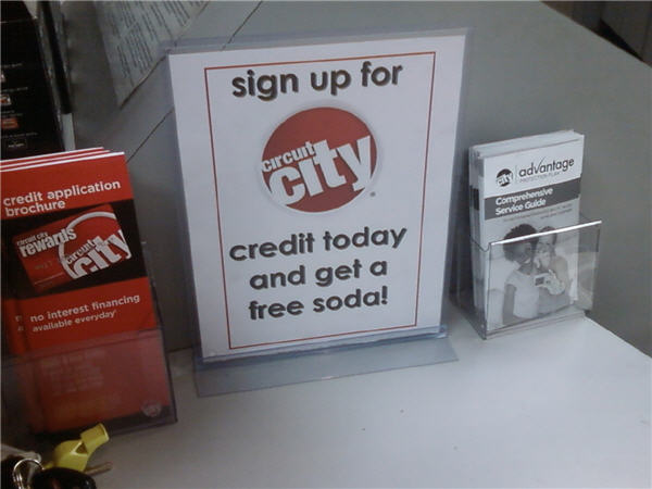Can't Afford A Soda? Get A Circuit City Credit Card!