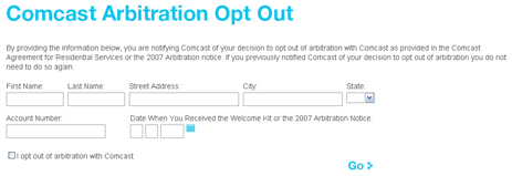 Opt Out Of Comcast's Arbitration Agreement