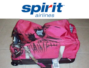 Spirit Air Burns Woman's Luggage