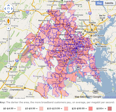 Rich DC Burbs Pay $9.58, Rurals Pay $31.17/Mbps