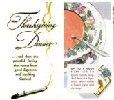 1936 Thanksgiving Camel Ad: Smoke After Each Course!
