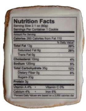 Edible Nutrition Facts Printed On Cookie