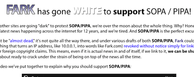 Fark Shows Its Support Of SOPA & PIPA With White-Out
