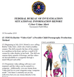 FBI Warns Video Camera Barbie Could Be Used For Kiddie Porn