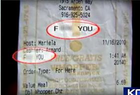 Burger King Manager, Employee Fired Over 'F@ck You' Receipt