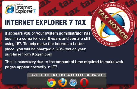 Electronics Retailer Charging 6.8% Tax To Customers Who Shop Using Internet Explorer 7