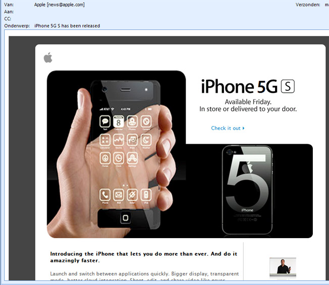 Fake iPhone 5 Emails Bear Malware