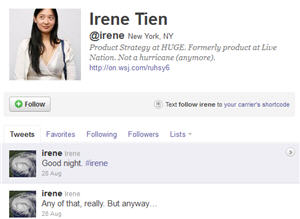 If You Followed @Irene On Twitter, You Reached An Ad
Agency