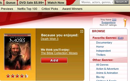 Netflix Recommends Moses Movie For Lovers Of Death Wish 3