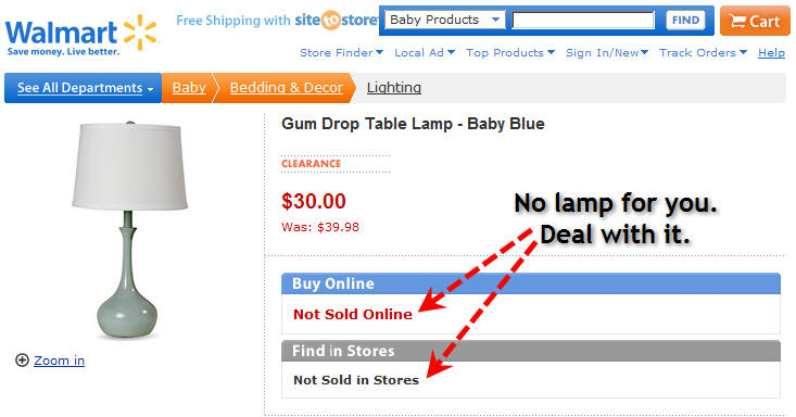 Walmart: You Cannot Buy This Lamp Anywhere, So Just Give Up