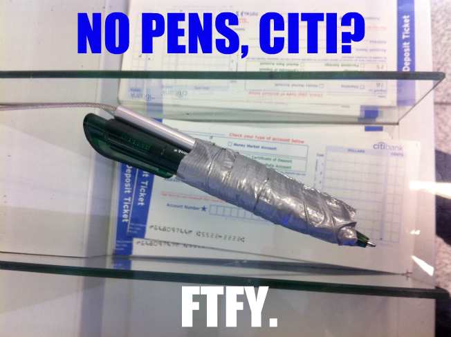 I Solved Citibank ATM Pen Shortage With Duct Tape, TD Bank Pens