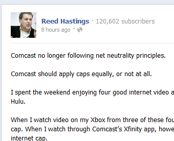 Netflix CEO Rips Comcast On Net Neutrality