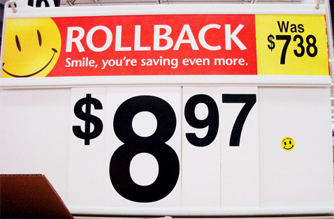Walmart Rolls Back Prices Negative One Dollar And Fifty-Nine Cents