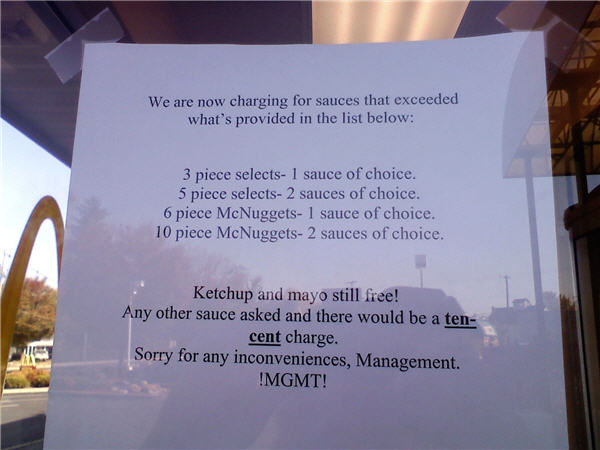 Recession Watch: McDonald's Cracks Down On Sauce Scofflaws