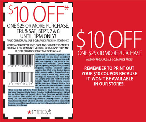 Macy 10 Off 25 In Store Coupon Printable semashow com