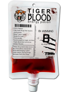 Charlie Sheen-Inspired Tiger Blood Energy Drink Comes In An IV Bag