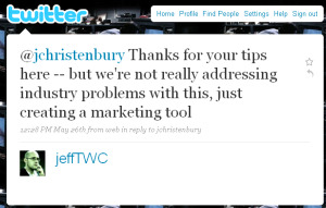 TWC: Thanks For The Tips, But This Is Just A Marketing Tool