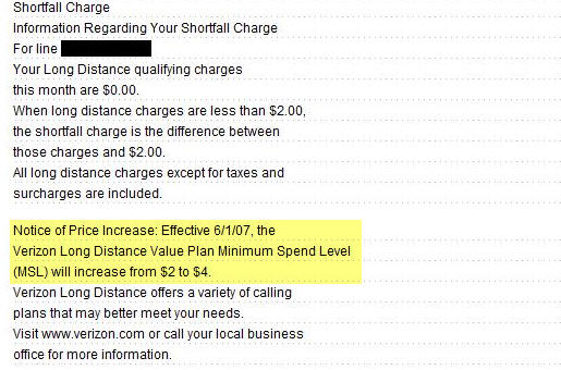 Verizon Increases Fee For NOT Making Long Distance Calls To $4
