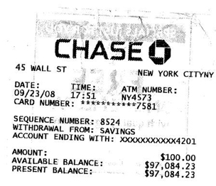 Found Wall Street ATM Receipt Shows $97,084.23 Balance