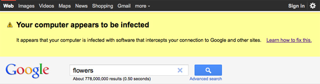 Google Warning Infected Users About Malware