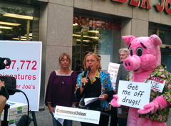 Joe the Pig asks Trader Joe's to stop selling antibiotic-filled pork. (Consumerist/MBQ)