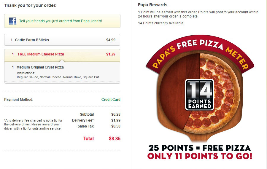 Free, $1.29, Same Difference When Papa John’s Gives You A Pizza