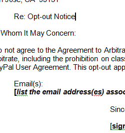 template arbitration letter opting clause paypal sample downloadable consumerist