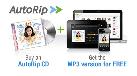 The new AutoRip feature not only provides MP3s of newly purchased CDs, but also provides free MP3s for certain CDs purchased since 1998.
