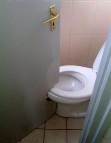 1. Can't get the door past the toilet? Nothing a little jigsaw work won't fix.