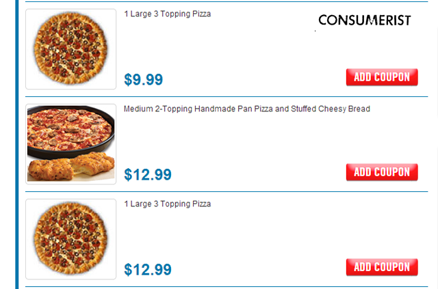 dominos pizza cost