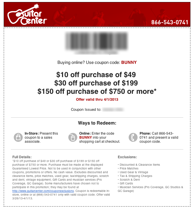 Chat Transcript Reveals That Guitar Center Coupon May Be More Flexible Than It Appears