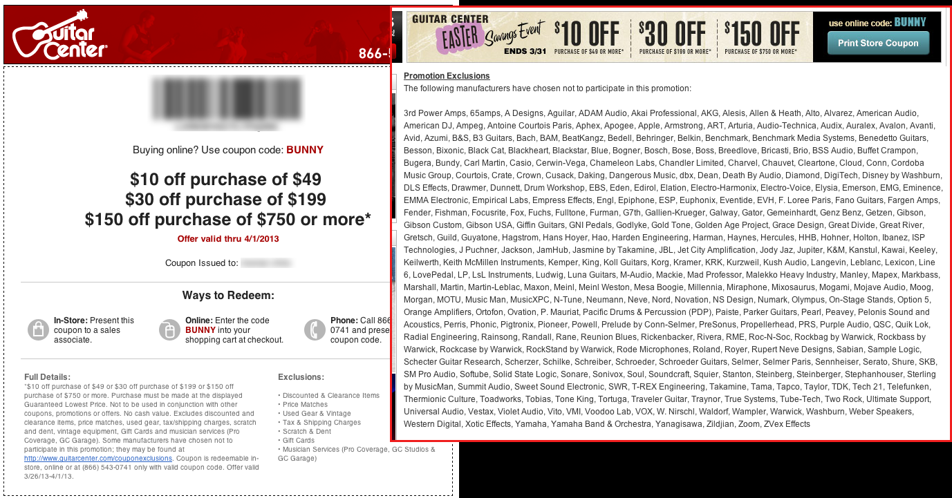 This Guitar Center Coupon Is Great, Unless You Actually Want To Buy