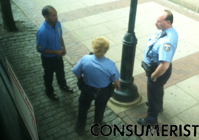 The Megabus driver talking to the police in Philadelphia this morning.