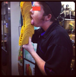 We assume this photo will not be on the young man's resume when he applies for work at Burger King. 