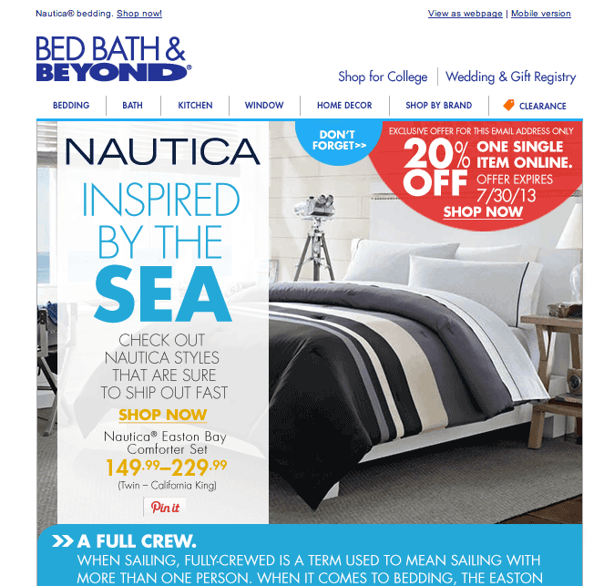 Tricky Nautica Promo E Mail Consumerist, King Size Comforter Sets Clearance Bed Bath And Beyond