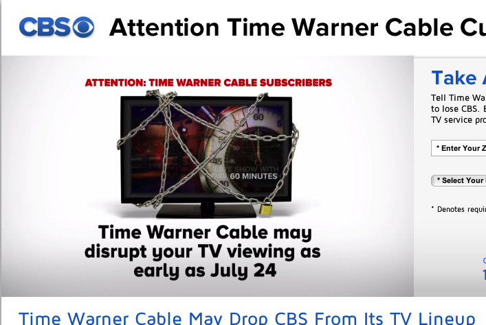 CBS has already launched an anti-TWC website aimed at blaming the cable company for the looming blackout.