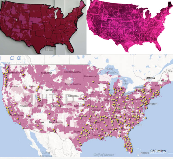 Comparison of AIO and T-Mobile's uses of similar colors. See below for larger version.