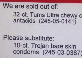 Target, Where Condoms Are A Suggested Substitute For Antacid