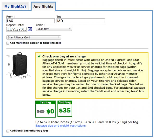 united baggage star alliance gold