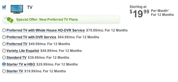 If you actually want to take advantage of the $29.95 Starter TV with HBO package, it will cost you a lot more than that.