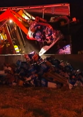 Truck Spills Massive Amount Of Beer On Same Ramp That Was Covered In Chicken A Week Ago
