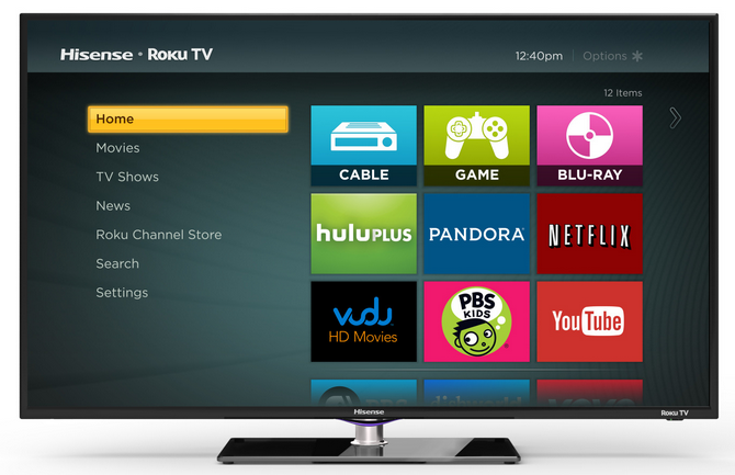 The Roku TV home screen puts all your inputs and streaming video sources on the same, easily navigated page.
