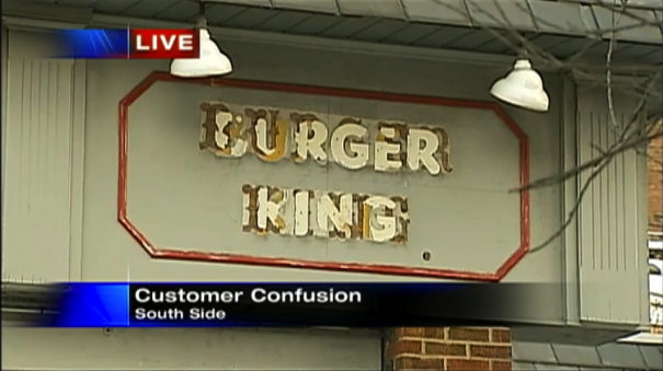 This is how the BK sign looked hours after local media began inquiring about the restaurant's authenticity. 