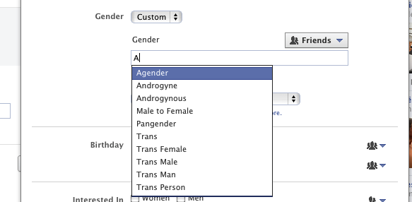 The new options available to Facebook users who do not identify as strictly male or female.