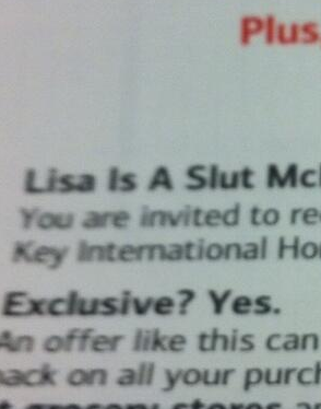 Bank Of America Addresses Junk Mail To “Lisa Is A Slut”