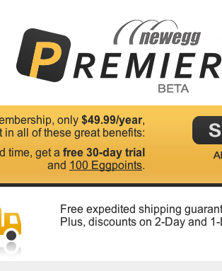 Newegg “Premier” Offers Expedited Shipping For $50/Year
